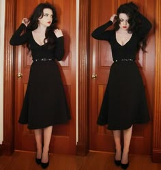 Goth Outfit Ideas, Belt Boots, Bell Skirt, Skirt Long, Pointed Toe Heels, All Black Outfit, Line Skirt