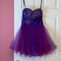 Pink And Purple Bedazzled Dress, Never Worn Bedazzled Dress, Deb Dresses, Pink And Purple, Pretty Dresses, Pink Purple, Red Carpet, Colorful Dresses, Carpet, Mini Dress