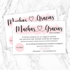 two pink and white wedding cards with the words mr and mrs in spanish on them