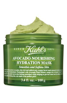 What it is: A nourishing face mask with a rich and creamy texture for smoother, softer skin.Who it's for: All skin types.What it does: Inspired by freshly picked avocados, this fragrance-free mask has an additively creamy texture that smoothes onto skin to hydrate and replenish. Formulated with avocado fruit extract, avocado oil and evening primrose oil, this nourishing mask leaves skin feeling soft and supple.How to use: Scoop up a generous amount and work the texture between your fingertips un Kiehls Avocado Mask, Korean Face Mask For Acne, Best Facial Masks, Avocado Skin Care, Maintance Routine, Selfcare Wishlist, Kiehls Face Mask, Green Skin Care, Lush Face Mask