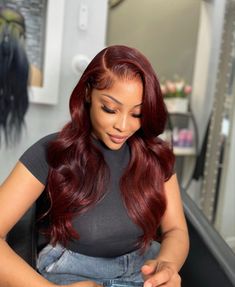 Red Hair Inspo, Lace Front Wigs Human Hair, Long Red Hair, Burgundy Hair, Wigs Human Hair, Hair Laid, Auburn Hair, Hair Inspiration Color