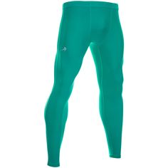 men's under - belly tights in teal green with white logo on the side