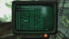 an old computer screen with green text on it
