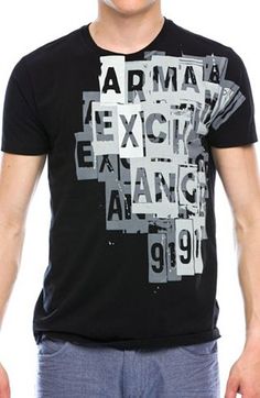 Typed Block T-shirt - A|X Logos - Mens - Armani Exchange Spray Print, The Men, Mens Graphic Tee, Armani Exchange, Clothing And Accessories, Casual T Shirts, Official Store