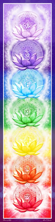 Chakra Painting Ideas, Reiki Art, Sanskrit Symbols, Banner Sticker, Arte Yoga, The Seven Chakras, Yoga Studio Design, The Flower Of Life, Chakra Symbols