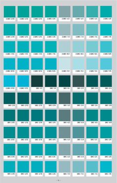 the color chart for different shades of blue and green