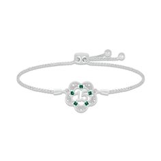 Honor her Quinceañera with this beautiful bolo bracelet featuring the number 15. Set in classic sterling silver, the flower-shaped center sparkles with glimmering lab-created emeralds, perfect for a May birthday. The wheat chain adjusts up to 9.5 inches and secures with a sliding bolo clasp. May Birthday, Lab Created Emerald, Quinceanera, Sterling Silver Bracelets, Apparel Accessories, Emerald, Jewelry Accessories, Jewelry Bracelets, Sparkle