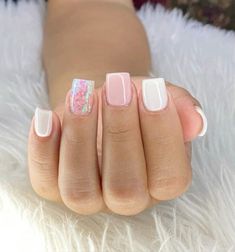 Mail Designs For Natural Nails, Spring Nails Art Designs, Spring Nails Art, Nails Art Designs, Art Designs Ideas, Simple Gel Nails, French Acrylic Nails, Short Square Acrylic Nails, Cute Gel Nails