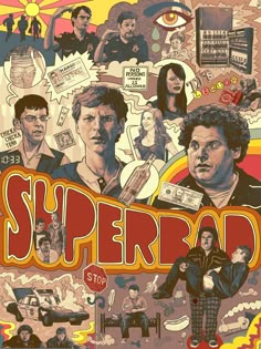 a poster with the words'superad'written on it and images of people