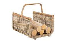 two wicker baskets with logs in them