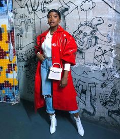 Red Outfits Black Women, New Wave Fashion, Girls Winter Fashion, Fashion Vest, Looks Black, Street Look, Black Women Fashion, Red Outfit, Wearing Red