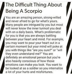 an article about being a scorpio with the caption in black and white