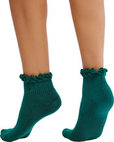 So comfy socks featured in an ankle rise style with ruffle edge detailing. Fit & Design: Ribbed knit Seamed toe Ruffle Socks, Ruffled Socks, Comfy Socks, Fp Movement, Ribbed Knit, Jade, Top Brands, Socks, Design