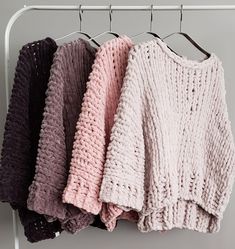 This knitted oversize-stitch sweater, made with the softest velvet yarn, is such a unique and on-trend piece for your wardrobe.  Although it is thick, it can be worn all year around just as you would any sweatshirt.  It is the softest, squishiest sweater you will ever feel, so comfy cozy, you won't want to take it off. The front of the top is shorter than the back, and you can order it with or without ribbing on the bottom edge. The choice is yours. Too cute! Available  in various colours. One size: measurements as follows: Front: approx. 19 ins. (48 cm) Back: approx. 22 ins. (56 cm) Width: approx. 23 ins. (58.5 cm) Want to knit your own?  For pattern, click here: https://www.etsy.com/ca/listing/708661719/big-little-crop-top-knitting-pattern?ref=shop_home_active_7&crt=1   Handmade and desi Velvet Knit Sweater, Bulky Knit Sweater, Knitted Oversized Sweater, Crocheted Tops, Chunky Knit Sweater Pattern, Knitted Shrug, Unique Knitwear, Big Sweater, Bulky Knit