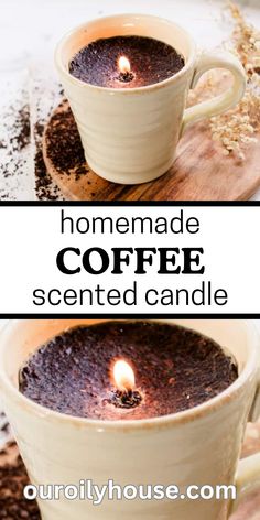 homemade coffee scented candle in a mug