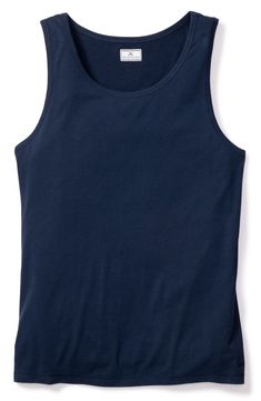 This staple pima cotton tank top will introduce an element of luxury to sleeptime with its buttery feel that only gets softer wash after wash. Crewneck Sleeveless 100% pima cotton Machine wash, dry flat Made in Peru Cotton Solid Color Tank Top For Loungewear, Comfortable Sleeveless Cotton Tank Top, Basic Cotton Tank Top For Loungewear, Comfortable Sleeveless Cotton Top, Organic Cotton Tank Top For Summer, Comfortable Seamless Cotton Tops, Comfortable Sleeveless Seamless Tank Top, Solid Color Cotton Tank Top, Relaxed Fit Cotton Tank Top