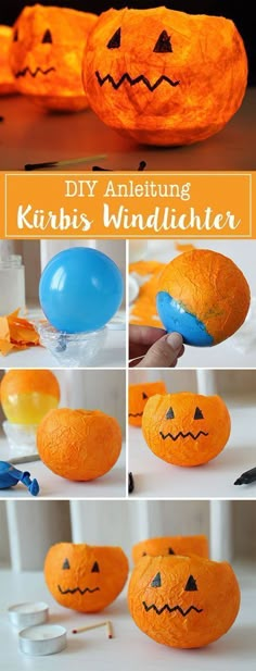 an orange pumpkin made out of foam with the words diy halloween karbs windlier