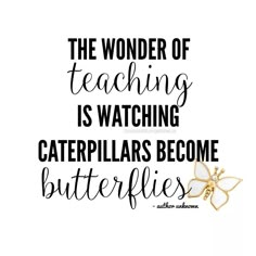 a quote that says the wonder of teaching is watching caterpillars become butterflies