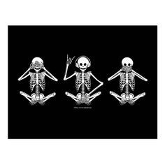 three skeleton skeletons sitting on their knees