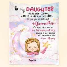 A customized blanket is the perfect personalized gift to warm your daughter's heart. This special blanket allows you to commemorate her life journey with meaningful designs, inspirational quotes, and heartfelt details woven into the fabric. Mothers, fathers, grandparents, and loved ones can create a one-of-a-kind blanket masterpiece for a beloved daughter or granddaughter. Highlight her interests, goals, values, and dreams. Give this cherished blanket on birthdays, holidays, graduations, or whenever you want to show your unwavering love and pride. Whether she’s leaving for college, building her career, getting married or starting her own family, this blanket provides a warm embrace. It's a meaningful treasure she'll hold dear forever. Create a heartfelt, one-of-a-kind custom photo blanket College Building, Custom Photo Blanket, Blanket Craft, Moms Crafts, Life Journey, Love And Pride, Leather Passport Cover, Personalized Blanket, Unique Personalized Gift