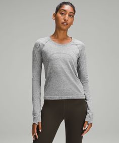 Swiftly Tech Long-Sleeve Shirt 2.0 *Race Length | Women's Long Sleeve Shirts | lululemon Lululemon Swiftly Tech Long Sleeve, Lululemon Long Sleeve, Lululemon Swiftly Tech, Lululemon Swiftly, Swiftly Tech, Womens Long Sleeve Shirts, Race Day, Business Casual Outfits, Waist Length