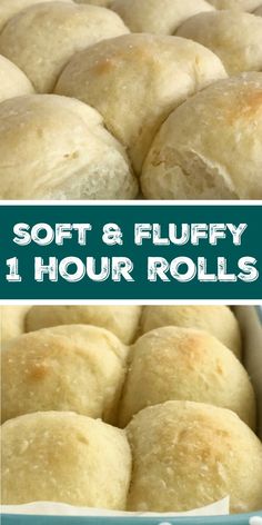 soft and fluffy pull apart rolls in a baking pan with text overlay reading soft & fluffy 1 hour rolls