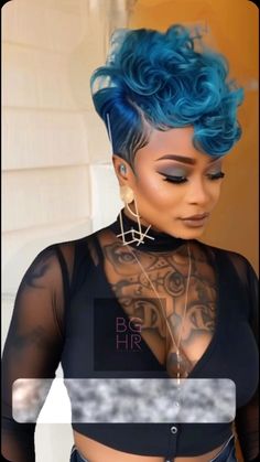 Weaves Hair Styles, Colored Hair Black Women, Elegant Pixie Hairstyles, Blue Curls, Sleek Short Hair, Hair Braid Patterns, Hairstyles Inspiration