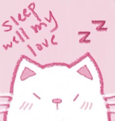 a drawing of a cat with the words sleep well written on it's face