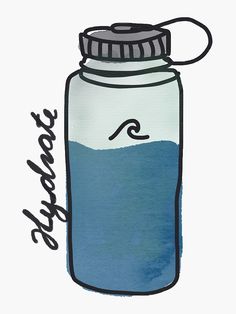 a drawing of a water bottle with the words surf inside it