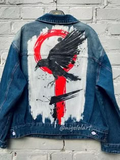 Michael Jackson Painted denim jacket Custom gifts Jean jacket blue denim jacket King of pop mj jacket dangerous $210.00 | Buy online with delivery Denim Jacket Pattern, Upcycled Jackets, Diy Denim Jacket, Painted Clothes Diy, Light Denim Jacket, Personalized Jacket, Hand Painted Denim Jacket, Painted Denim Jacket, Denim Art