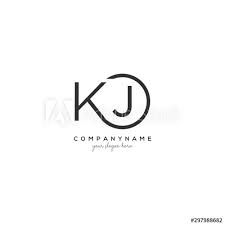 letter kj logo design with black and white color