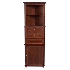 Hampton Harbor 23 in. W x 12 in. D x 67-1/2 in. H Corner Linen Cabinet in Sequoia - Super Arbor Corner Linen Closet, Corner Linen Cabinet, Freestanding Linen Cabinet, Linen Storage Cabinet, Storing Towels, Elegant Bath, Organizing Bathroom Cabinets, Linen Cabinets, Bathroom Linen Cabinet