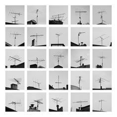 many different types of antennas are shown in black and white photos, each with their own image