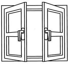 an open door is shown in this black and white drawing, it appears to be closed