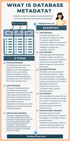 What is Database Metadata? (Examples & Types) Computer Programming Languages, Basic Computer Programming, Computer Science Programming, Web Development Programming, Data Analysis Tools, Data Science Learning