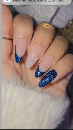 Blue Purple Nails, Nails Azul, Simple Nail Design, Blue And Silver Nails, Elegant Touch Nails, Hoco Nails, Quartz Nails, Nails Inspired, Nail Art Pictures