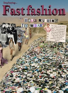 the cover of fast fashion i have nothing to wear, with images of people walking through trash