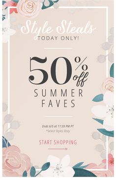 the 50 % off summer faves sale is now on