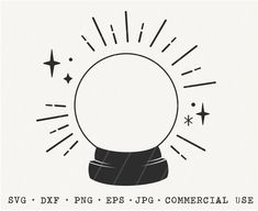 a snow globe with stars around it and the words svg dxf png eps