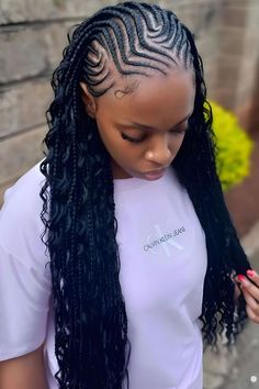 SY hair tutorials & hairstylesEA Half Cornrows Half Curly Weave, Half Cornrows, Braid Hair Styles, Weave Ideas, Curly Weave, Braided Hair Styles