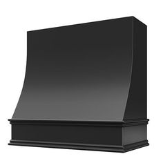 an image of a black stove hood on a white background with clipping for text