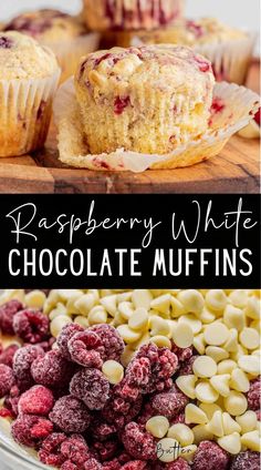 raspberry white chocolate muffins with text overlay