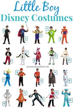 Disney Characters Halloween Costumes, Best Disney Costumes, Boy Disney Characters, Disney Characters Dress Up, Costumes For Boys, Disney Character Outfits, Character Halloween Costumes, Disney Characters Costumes, Movie Character Costumes