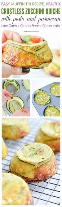 zucchini quiche with pesto and parmesan is an easy recipe