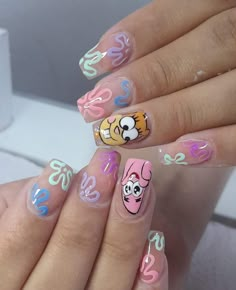 Nail Art Designs 2023, Spongebob Nails, Watermelon Nail Art, 2023 Nail, Boho Nails, Nails Art Designs, Watermelon Nails, Romantic Nails