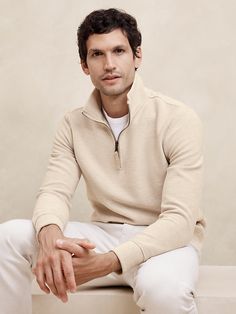 Ottoman Half-Zip | Banana Republic Factory Latest Mens Fashion, Fashion Deals, Banana Republic Factory, Style Trends, Mens Fashion Trends, New Man, Polished Look, Men's Style, Half Zip