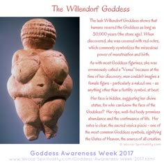 an image of a statue with the words goddess awareness week