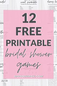 the 12 free printable bridal shower games