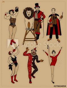 an image of circus performers in different poses stock photo - 549782