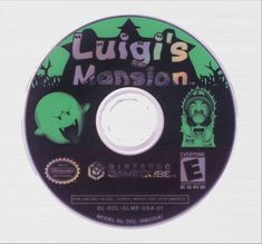 a cd disc with the title luigi's mansion on it